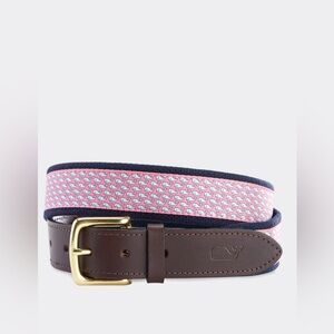 Vineyard Vines Whale Canvas Club Belt with Silk Panels